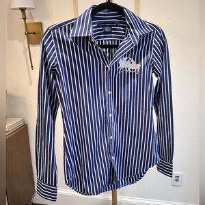 Ralph Lauren Blue and White Button Down Shirt